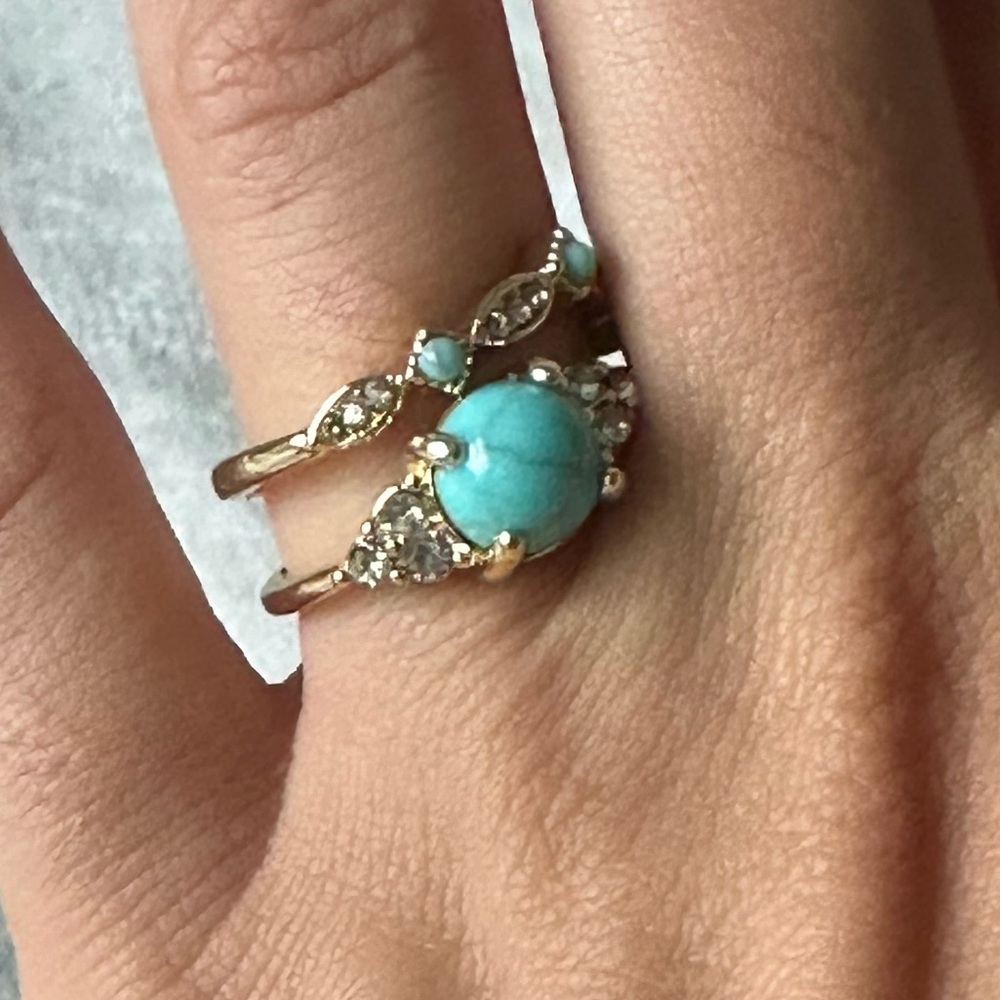 Turquoise rings set of 2 boho chic jewelry California casual cute